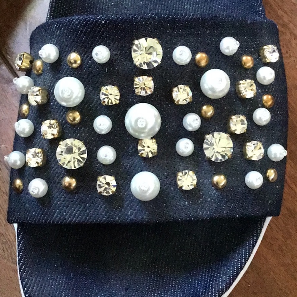 Stuart Weitzman Denim size 8 M embellished sandals - Picture 4 of 12